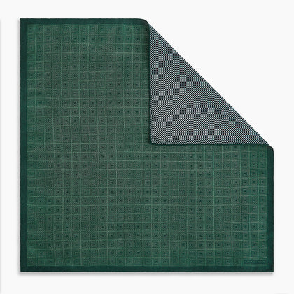 Geometric Green Tile Pocket Square in Silk Image 6