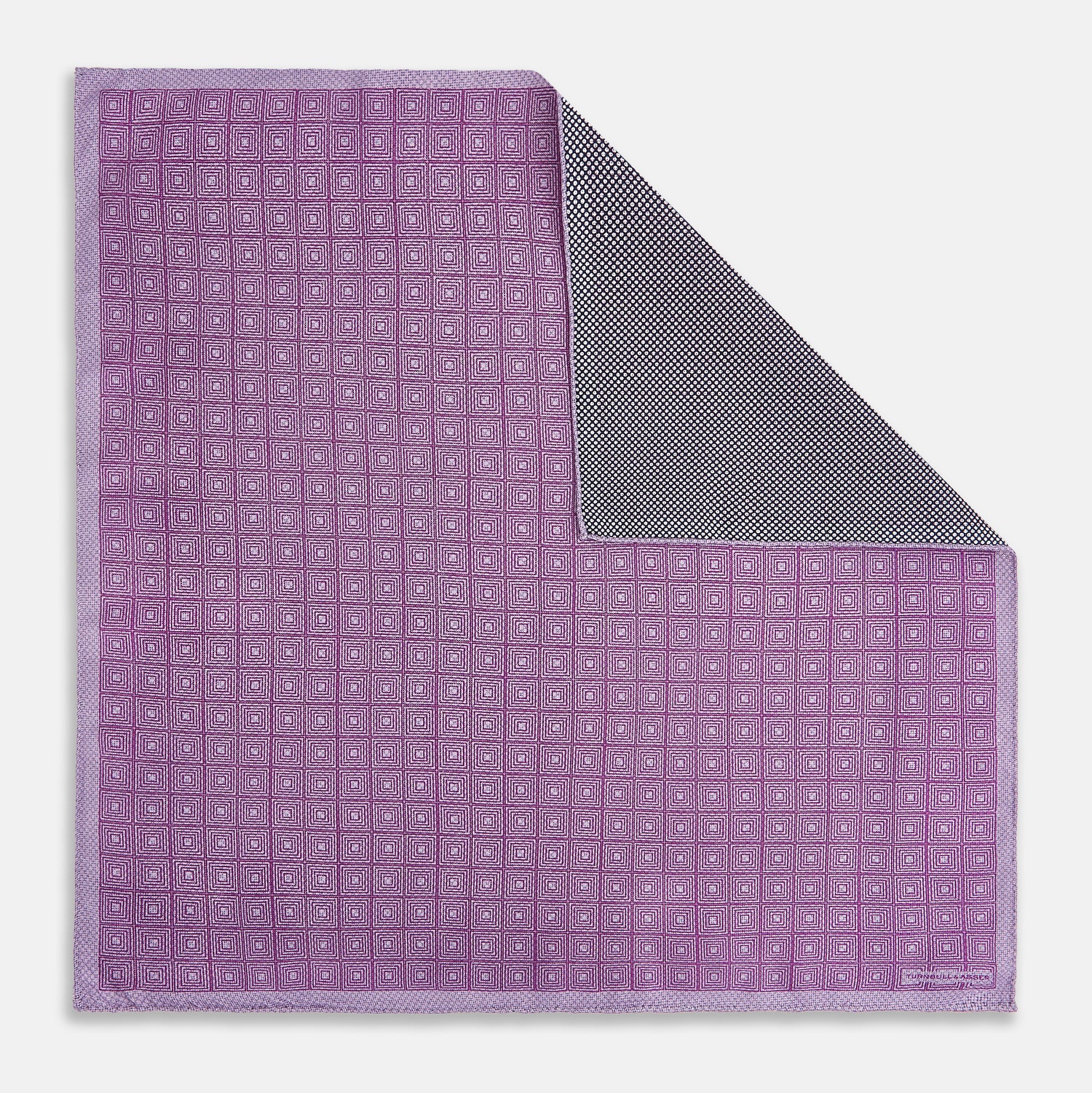 View 1 of product Geometric Lilac Tile Pocket Square in Silk