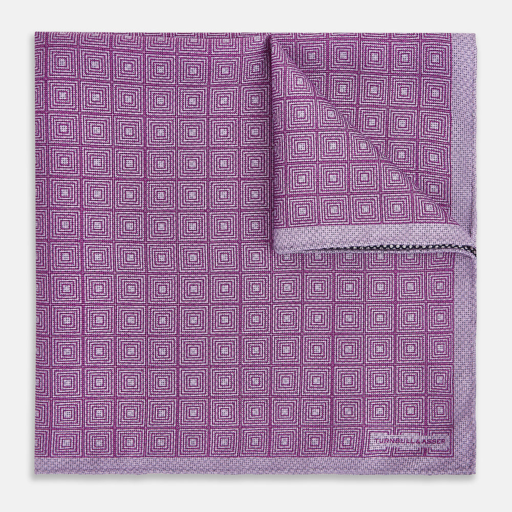 Geometric Lilac Tile Pocket Square in Silk