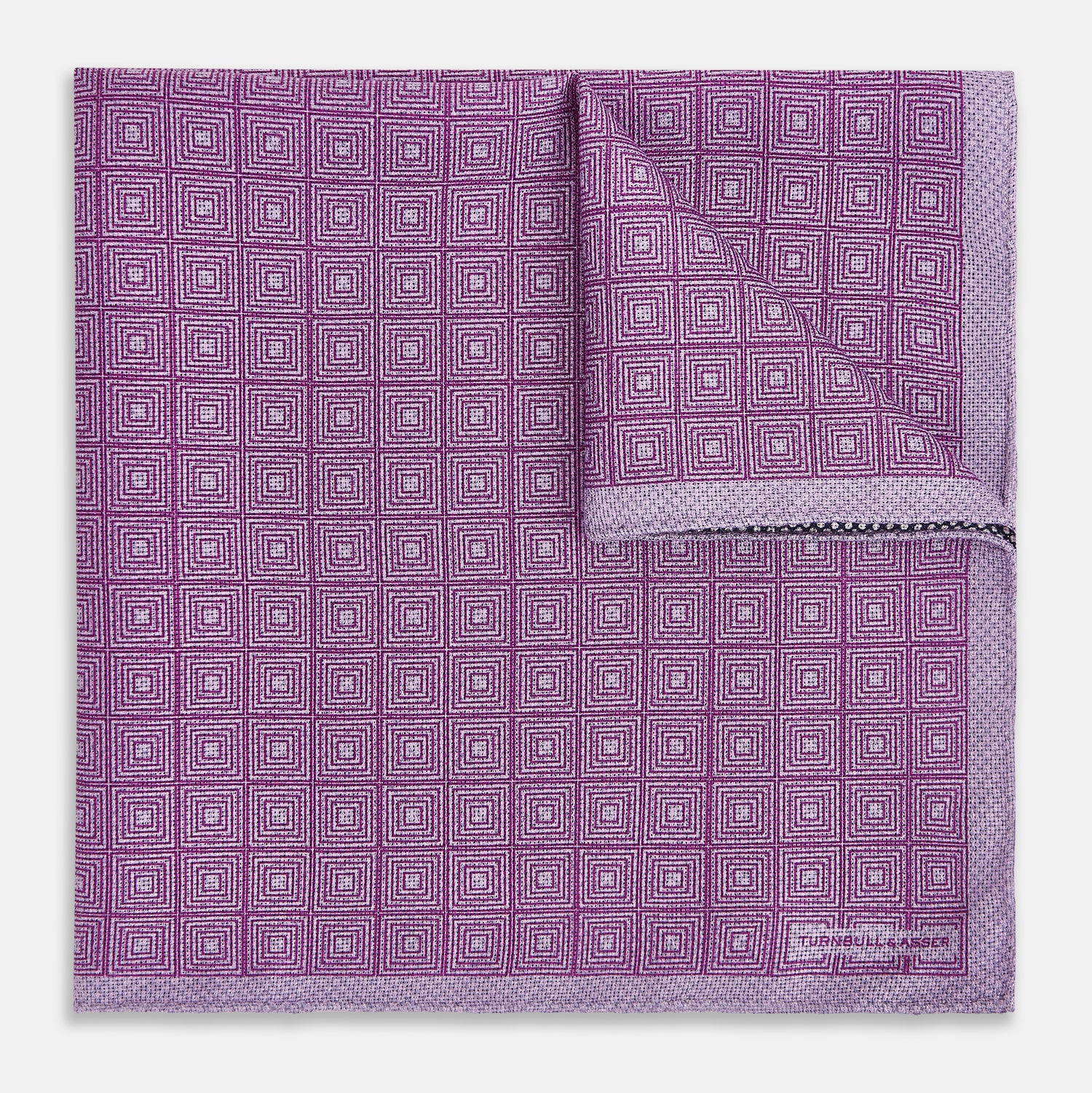 View 2 of product Geometric Lilac Tile Pocket Square in Silk