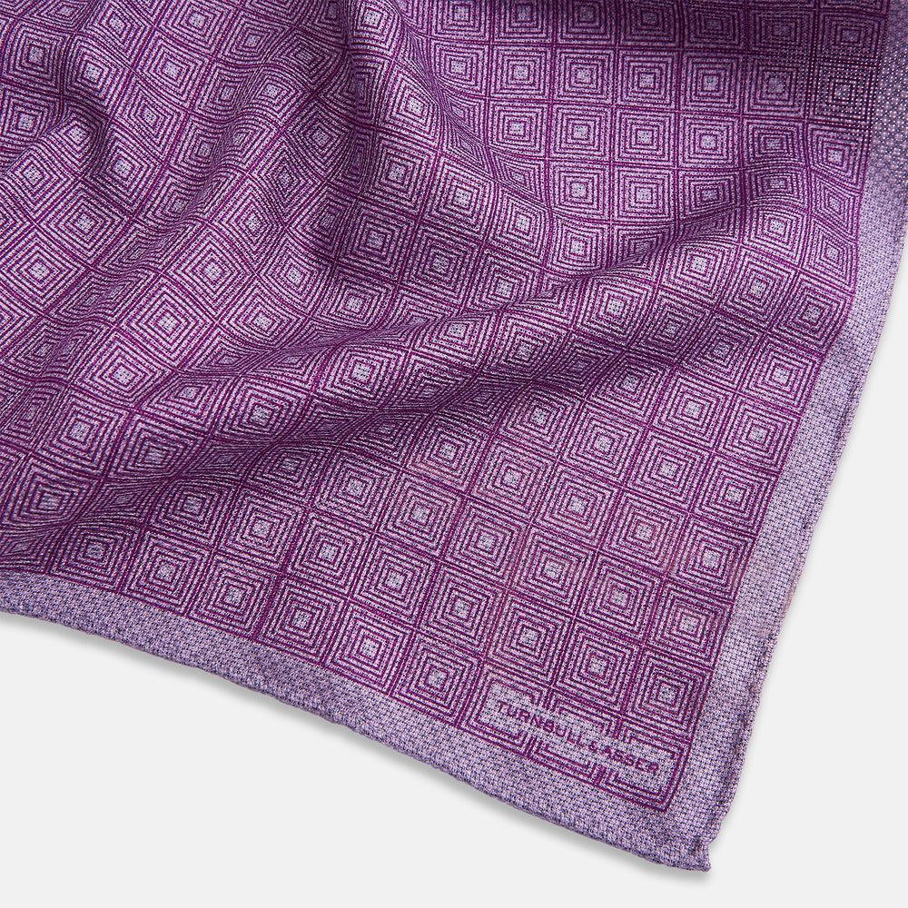 Geometric Lilac Tile Pocket Square in Silk