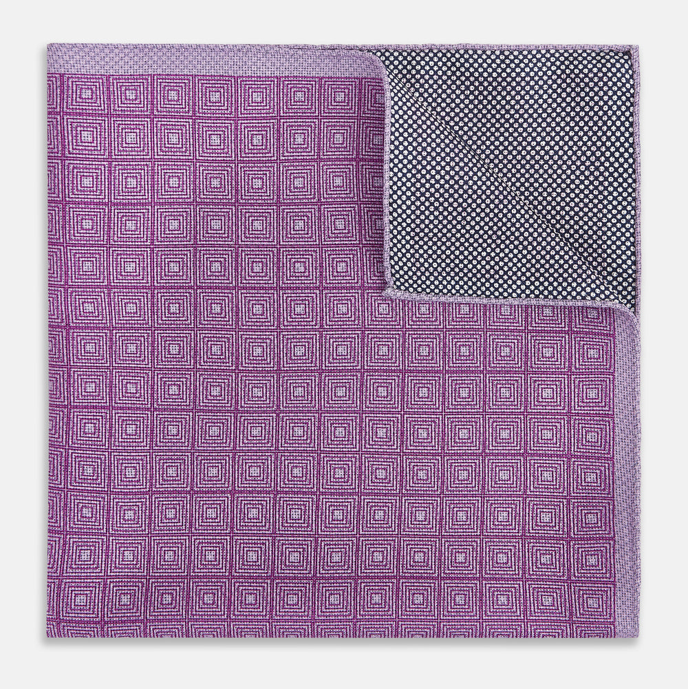 Geometric Lilac Tile Pocket Square in Silk