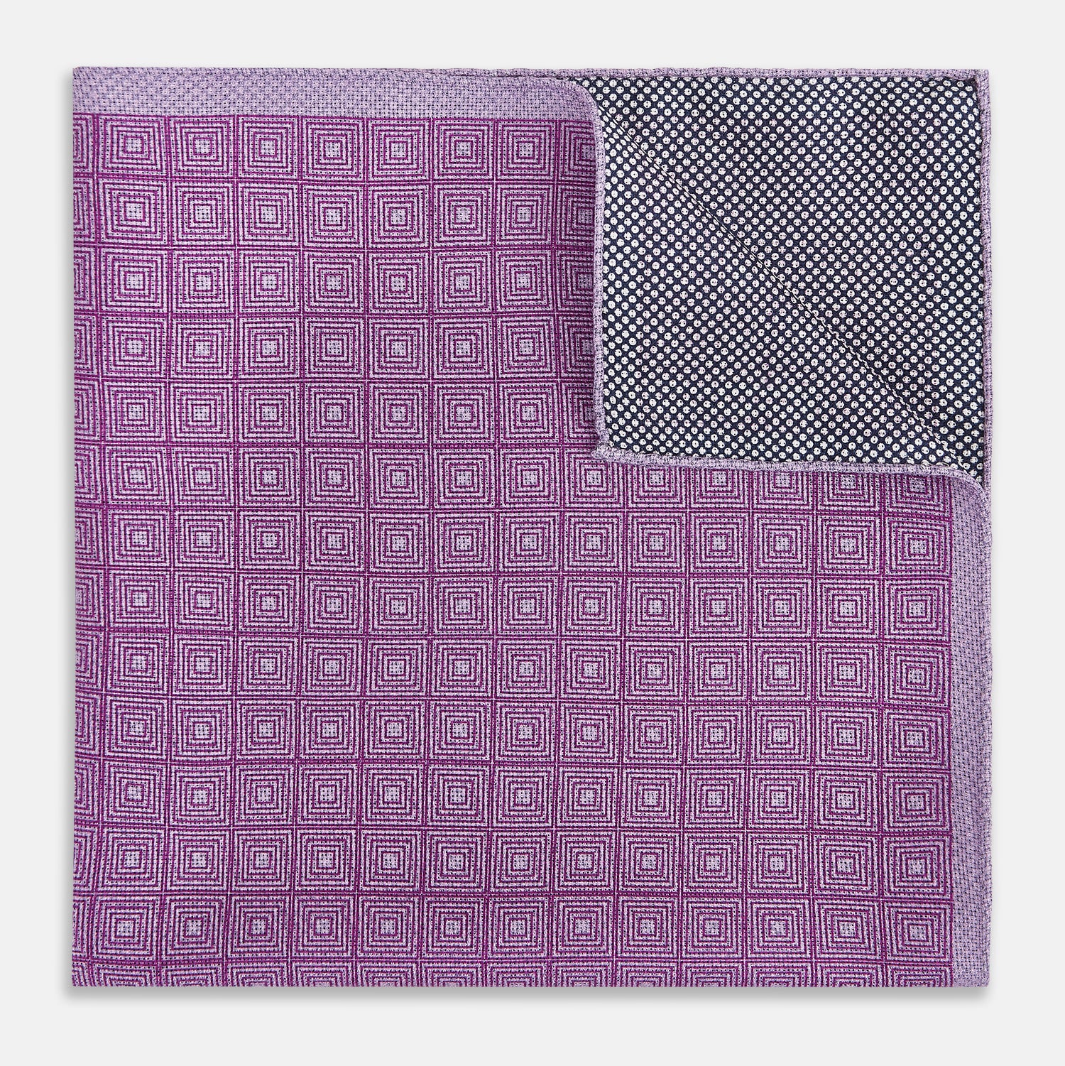 View 4 of product Geometric Lilac Tile Pocket Square in Silk