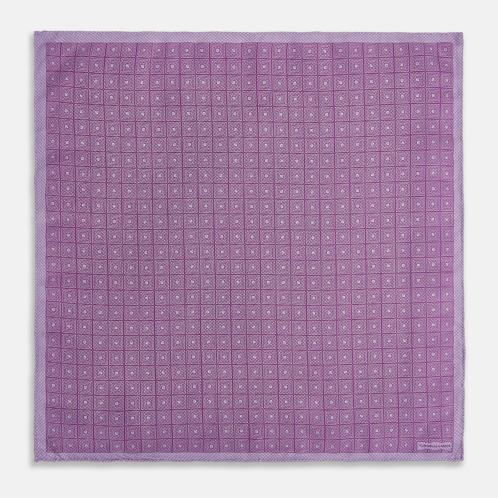 Geometric Lilac Tile Pocket Square in Silk