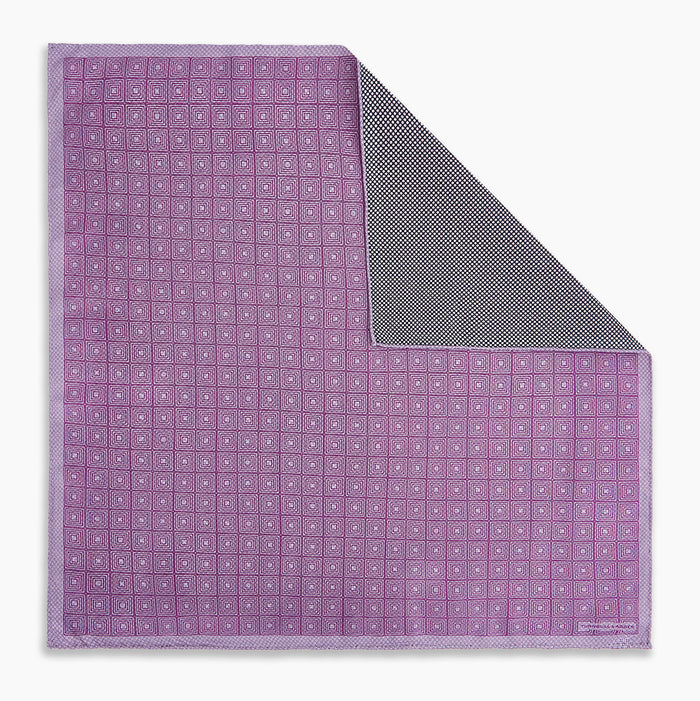 Geometric Lilac Tile Pocket Square in Silk Image 6