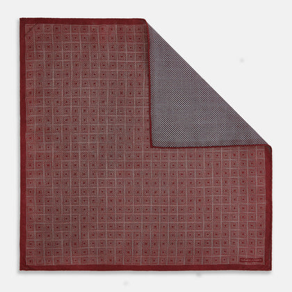 Geometric Burgundy Tile Pocket Square in Silk