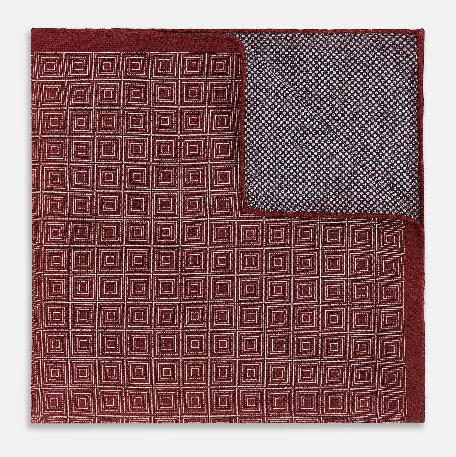 View 2 of product Geometric Burgundy Tile Pocket Square in Silk