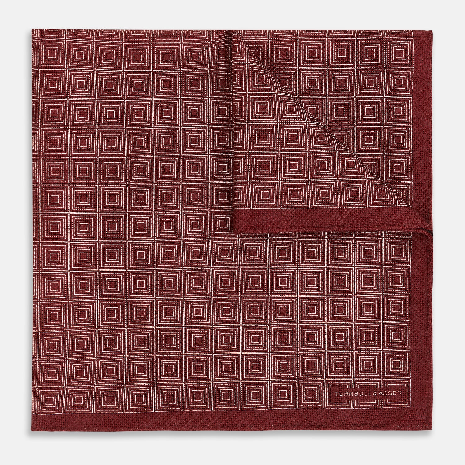 View 4 of product Geometric Burgundy Tile Pocket Square in Silk