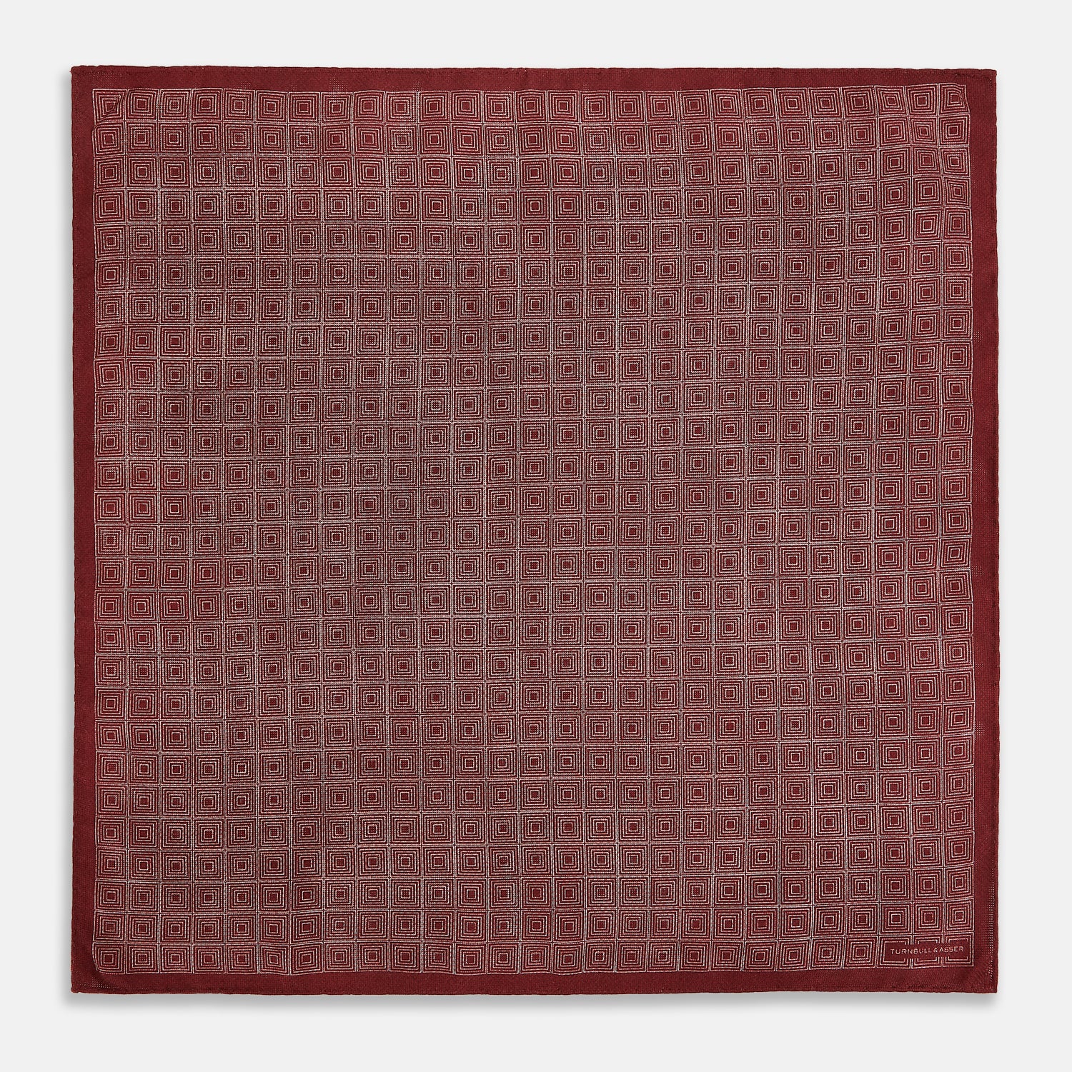 View 5 of product Geometric Burgundy Tile Pocket Square in Silk