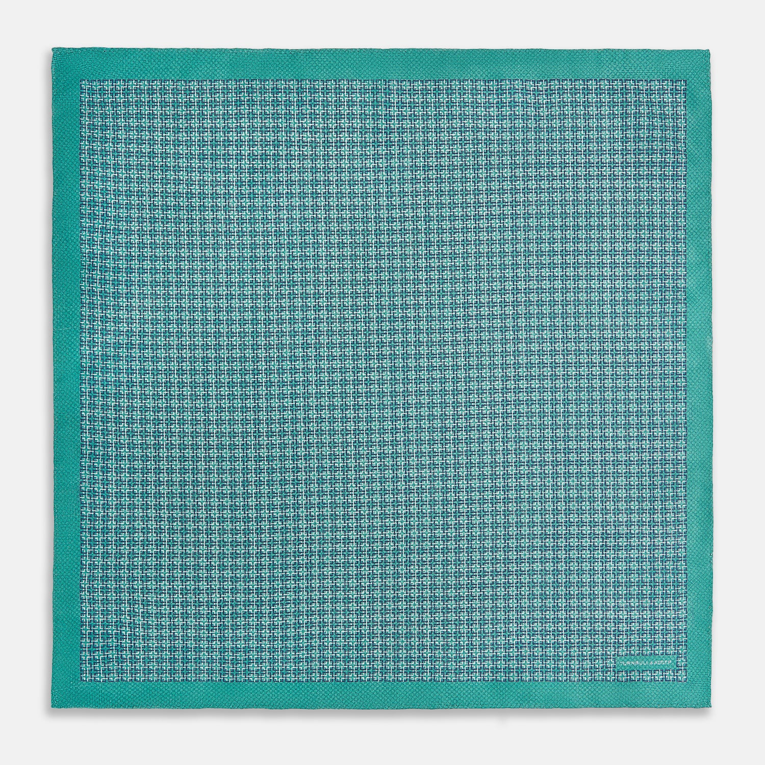 View 5 of product Geometric Green Pocket Square in Silk