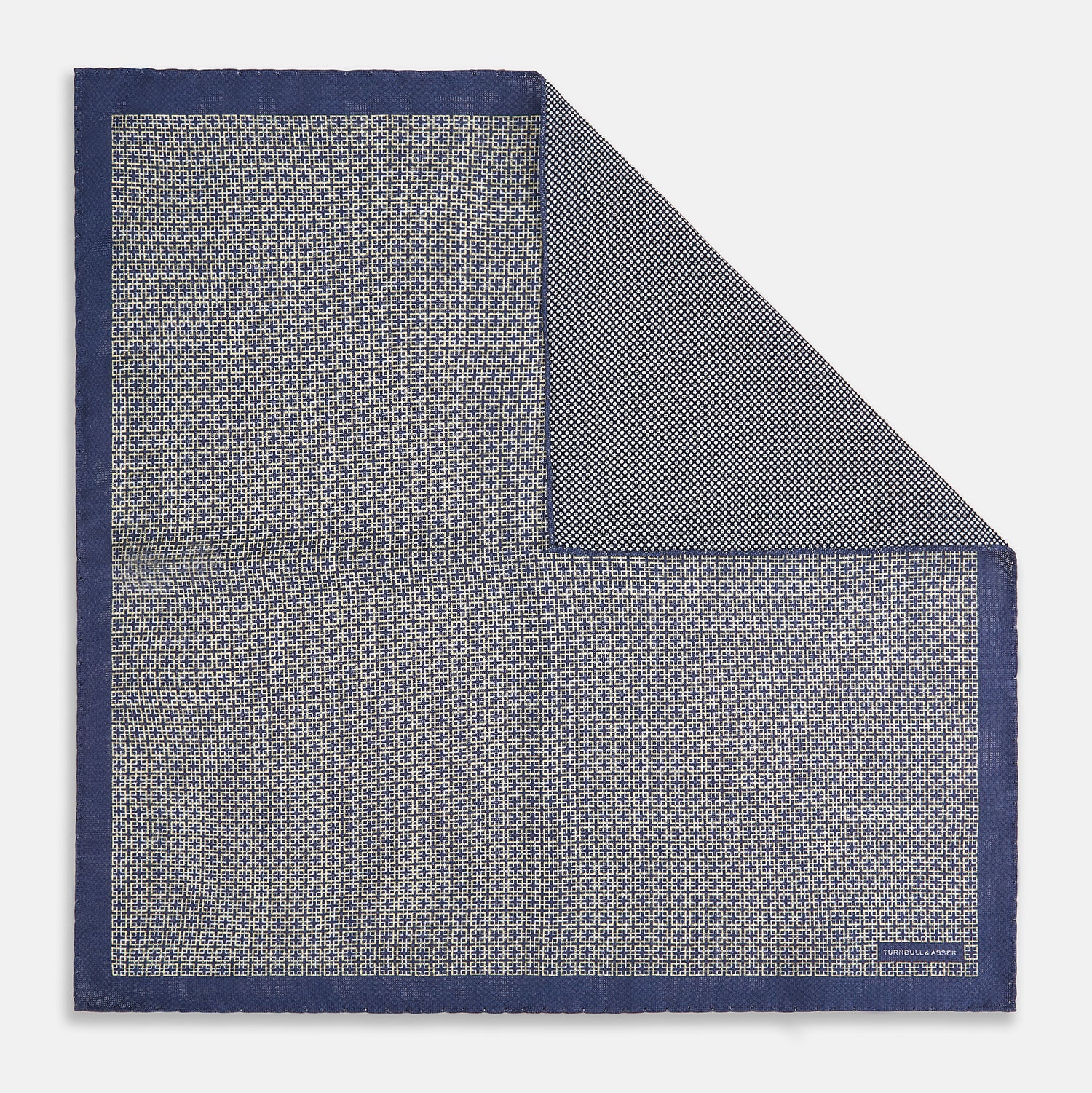 View 1 of product Geometric Blue Pocket Square in Silk
