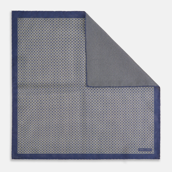 Geometric Blue Pocket Square in Silk Image 2