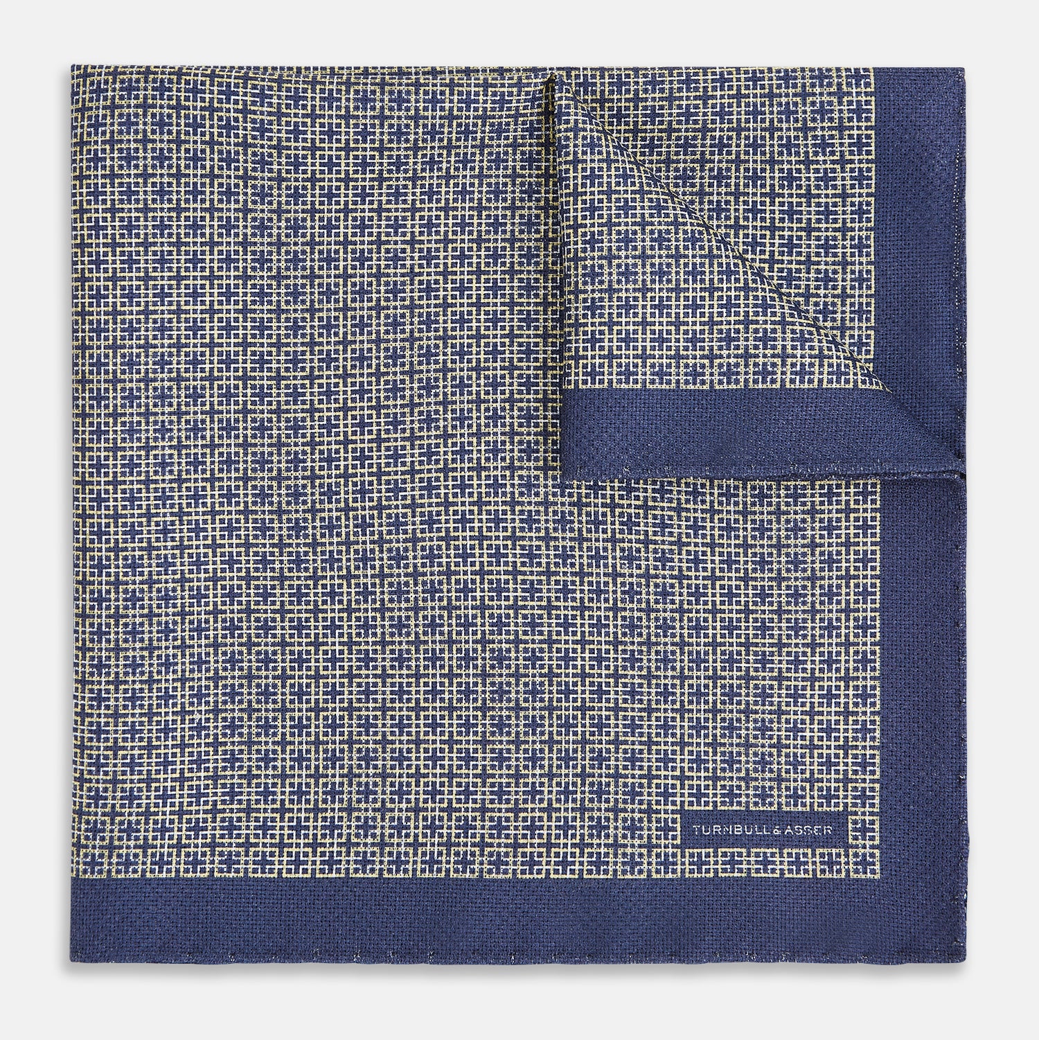 View 2 of product Geometric Blue Pocket Square in Silk