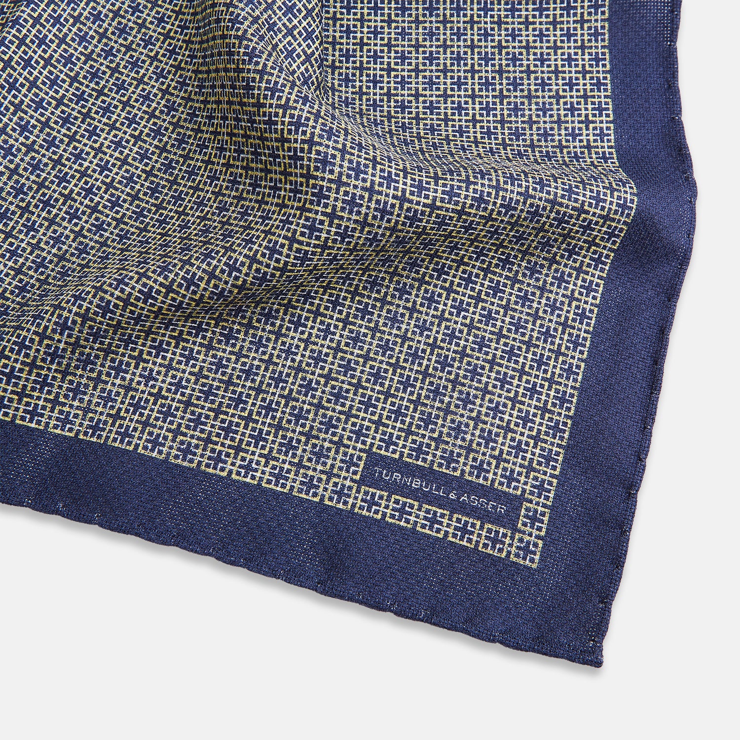 View 3 of product Geometric Blue Pocket Square in Silk