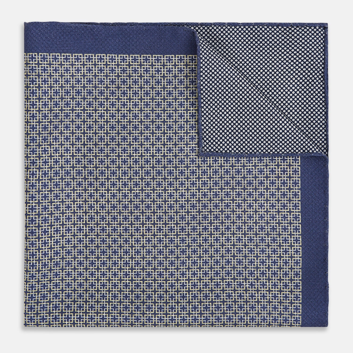 View 4 of product Geometric Blue Pocket Square in Silk