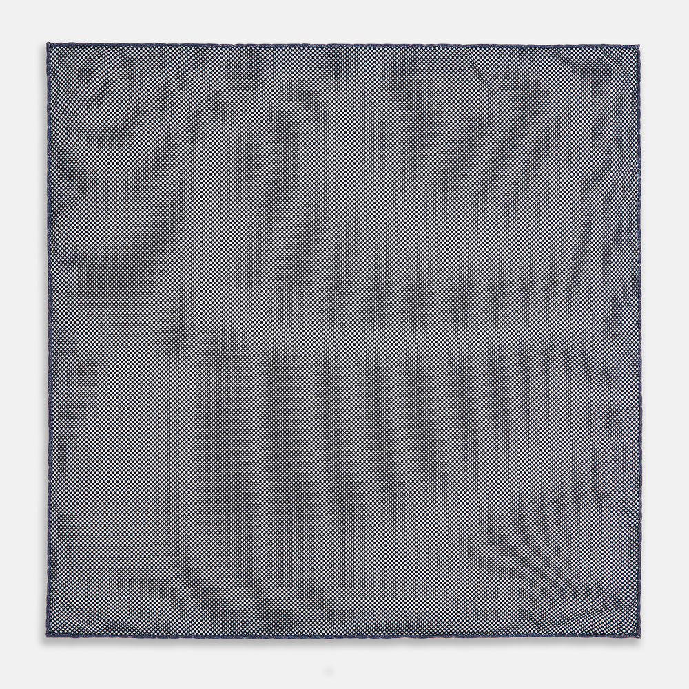 Geometric Blue Pocket Square in Silk
