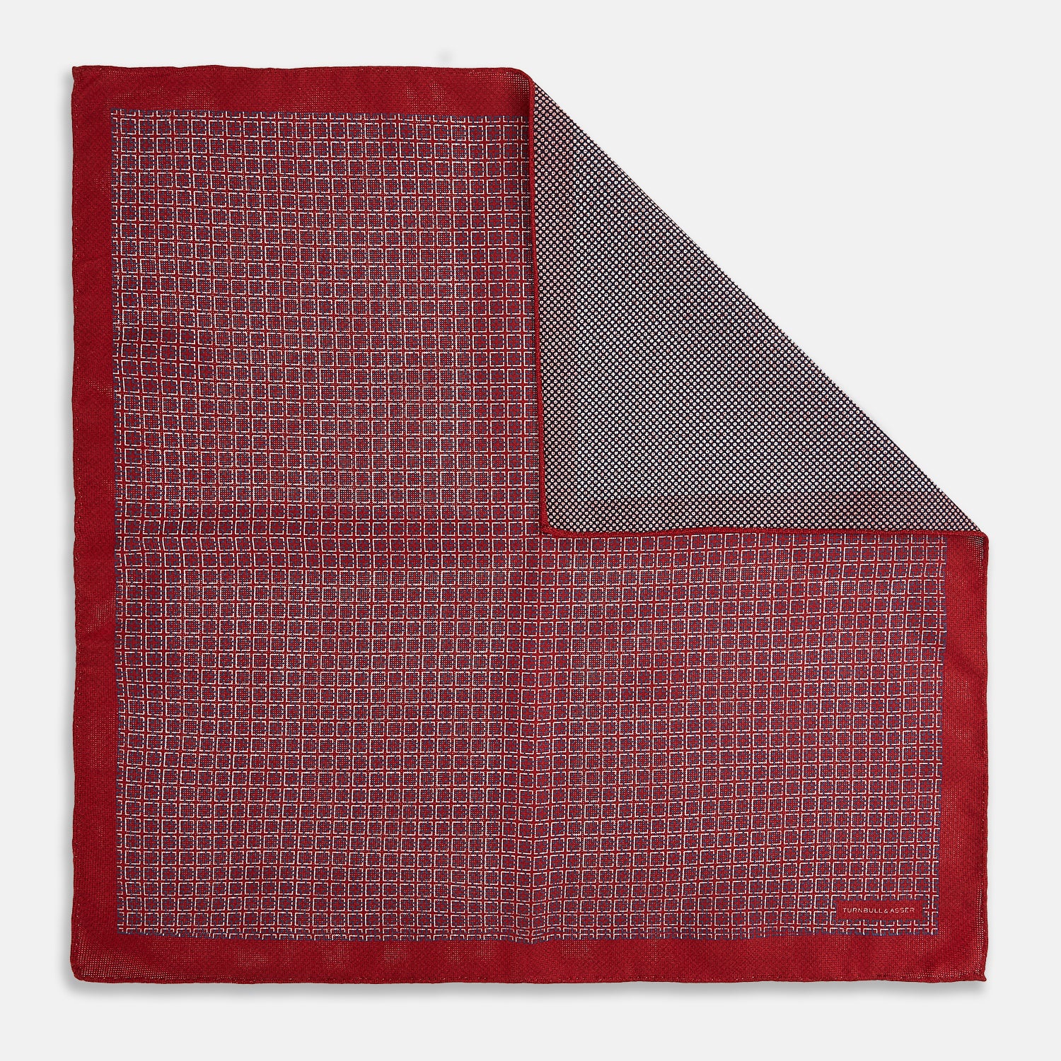 View 3 of product Geometric Red Pocket Square in Silk