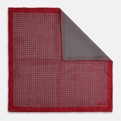 Geometric Red Pocket Square in Silk Image 2