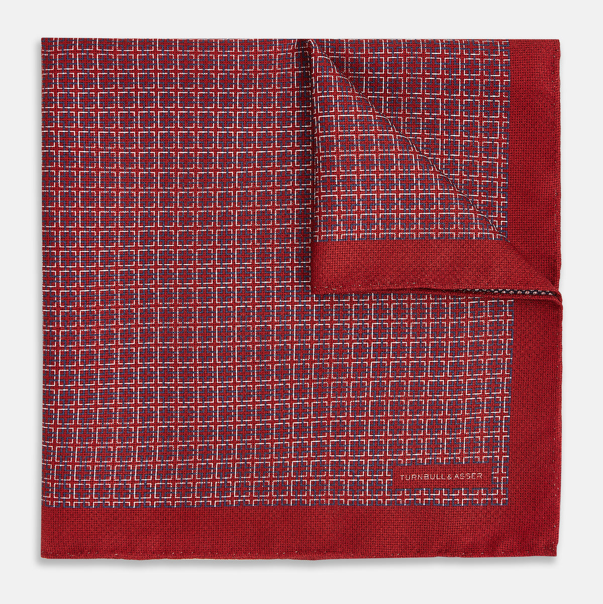 View 1 of product Geometric Red Pocket Square in Silk