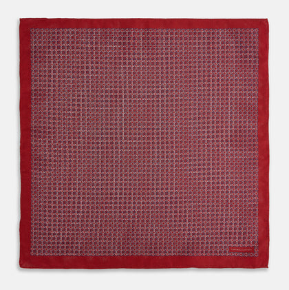 Geometric Red Pocket Square in Silk Image 4