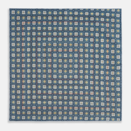 Blue Bonnet Dots and Floral Tile Double-Sided Silk Pocket Square Image 4