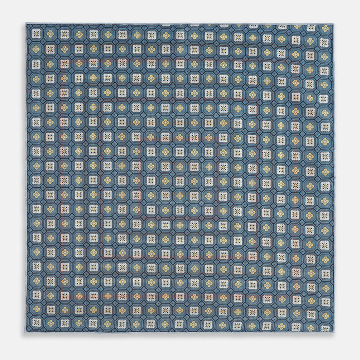 Blue Bonnet Dots and Floral Tile Double-Sided Silk Pocket Square Image 4