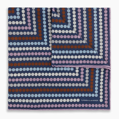 Azzurro Dots and Floral Tile Double-Sided Silk Pocket Square