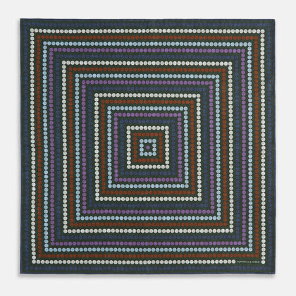 Forest Green Dots and Floral Tile Double-Sided Silk Pocket Square Image 3