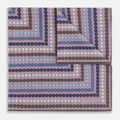 Lilac Dots and Floral Tile Double-Sided Silk Pocket Square Image 1