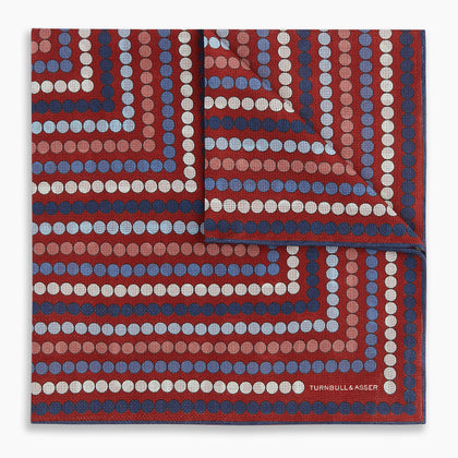 Red Dots and Floral Tile Double-Sided Silk Pocket Square