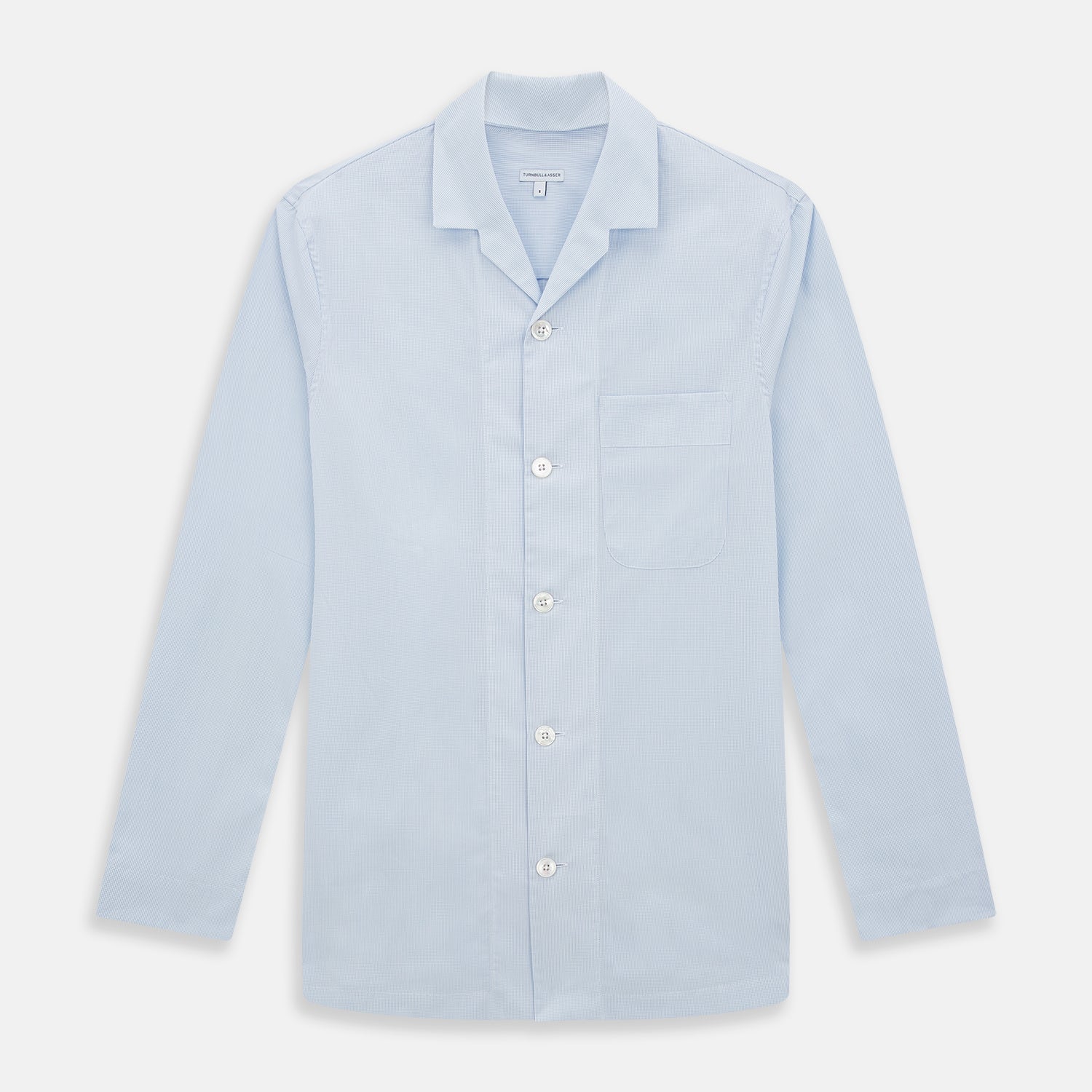 View 1 of product Pale Blue Fine Micro Check Pyjama Shirt