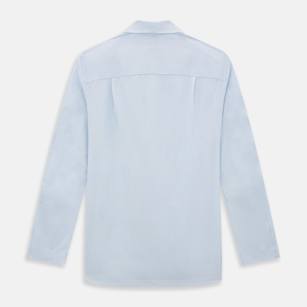 Pale Blue Fine Micro Check Pyjama Shirt