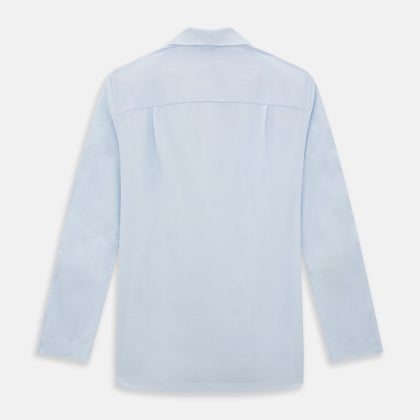 Pale Blue Fine Micro Check Pyjama Shirt Image 2
