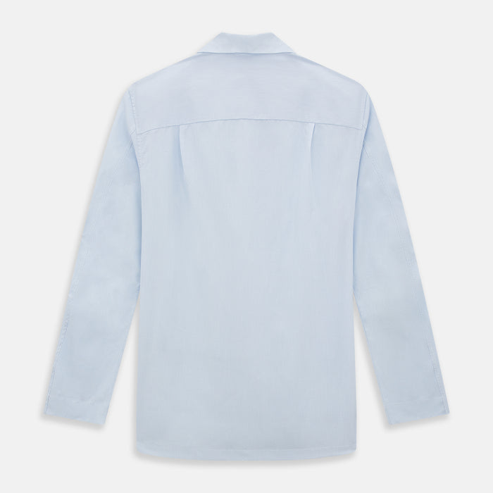 Pale Blue Fine Micro Check Pyjama Shirt Image 2