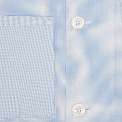 Pale Blue Fine Micro Check Pyjama Shirt Image 3
