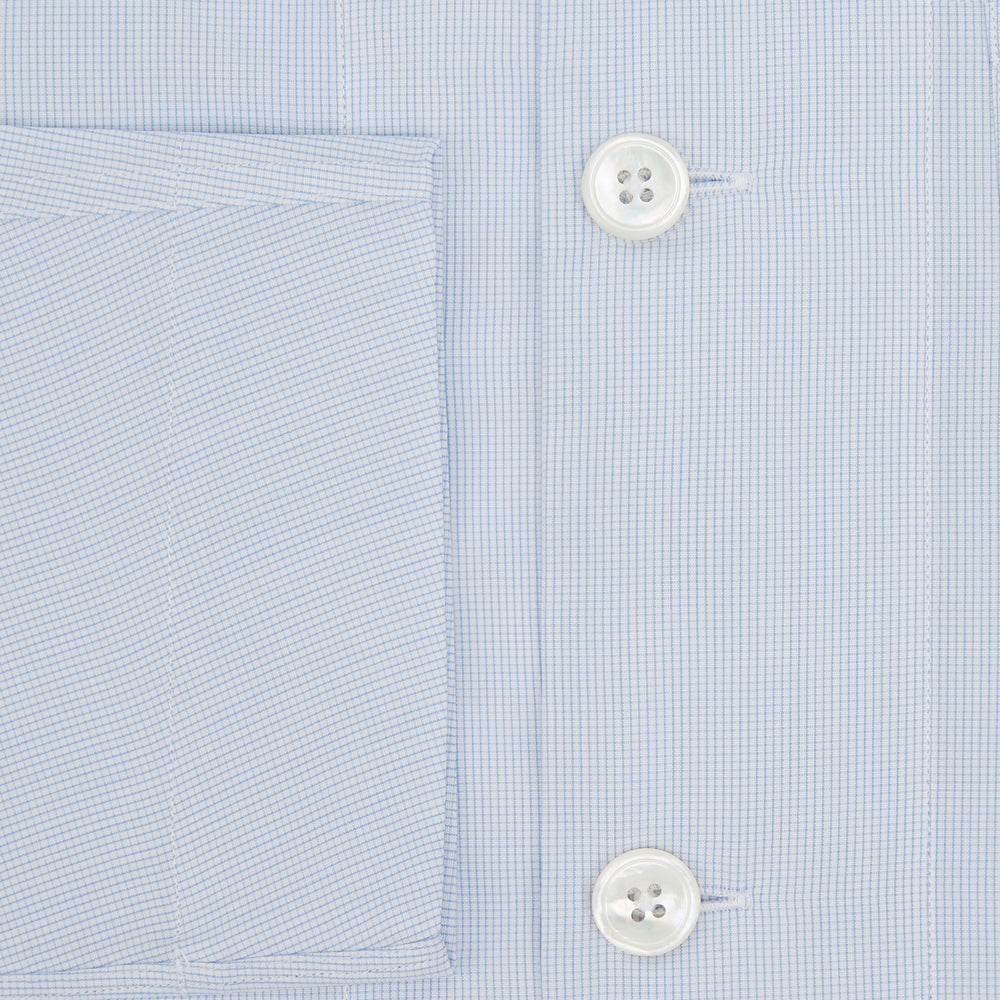 Pale Blue Fine Micro Check Pyjama Shirt