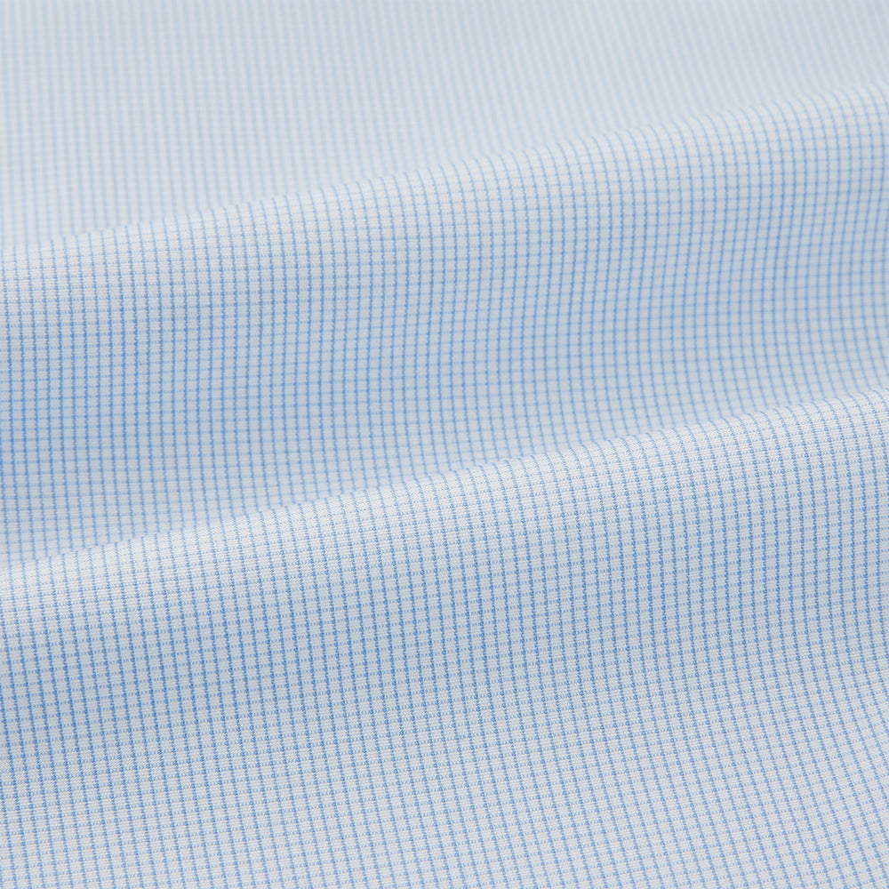 Pale Blue Fine Micro Check Pyjama Shirt