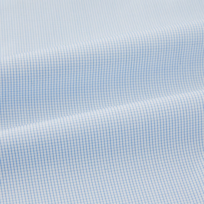 Pale Blue Fine Micro Check Pyjama Shirt Image 5