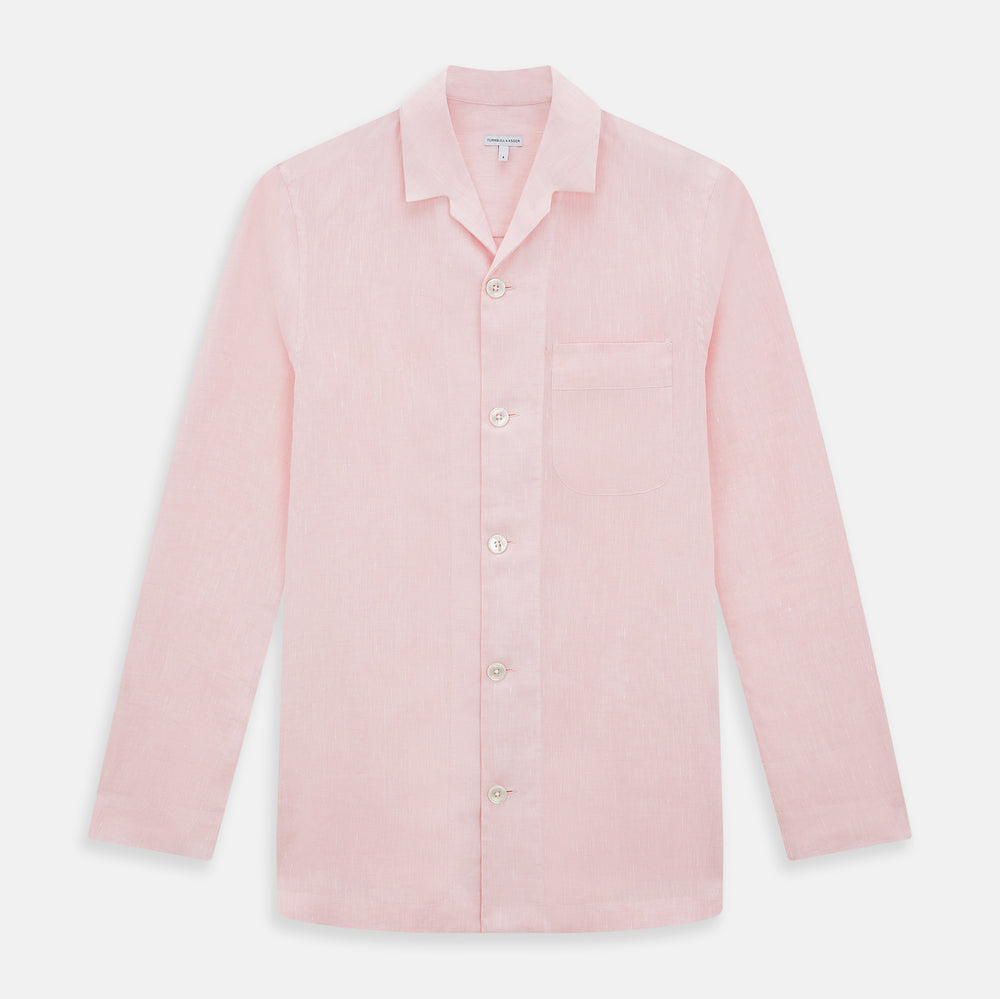 Pale Pink Linen Pyjama Shirt