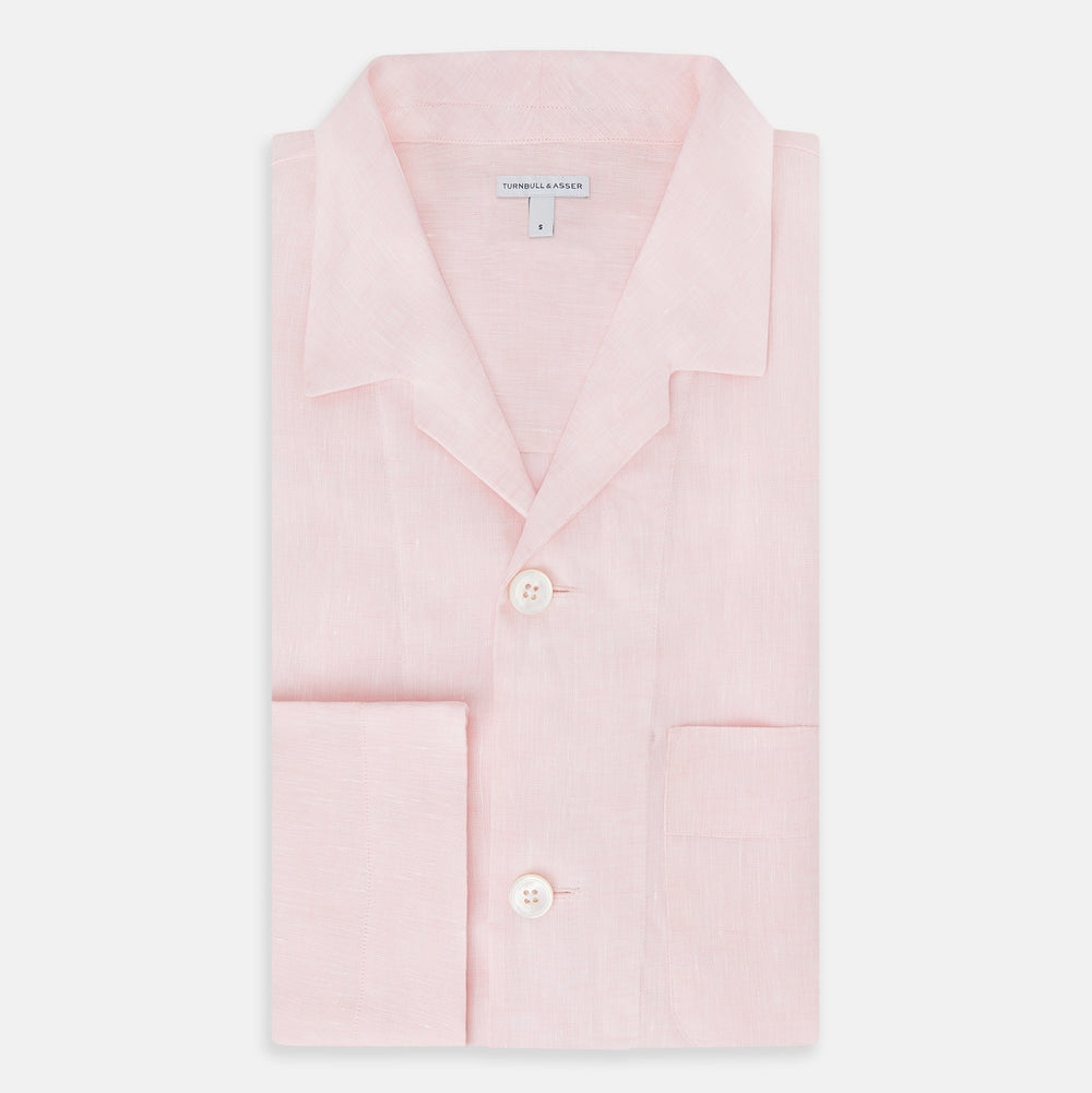 Pale Pink Linen Pyjama Shirt