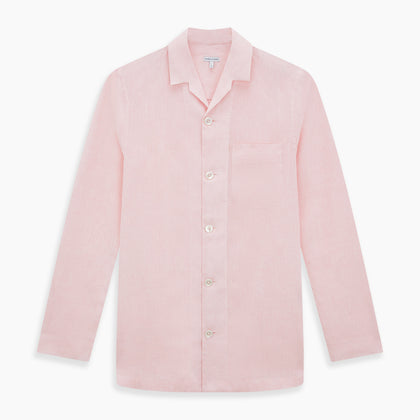 Pale Pink Linen Pyjama Shirt Image 6
