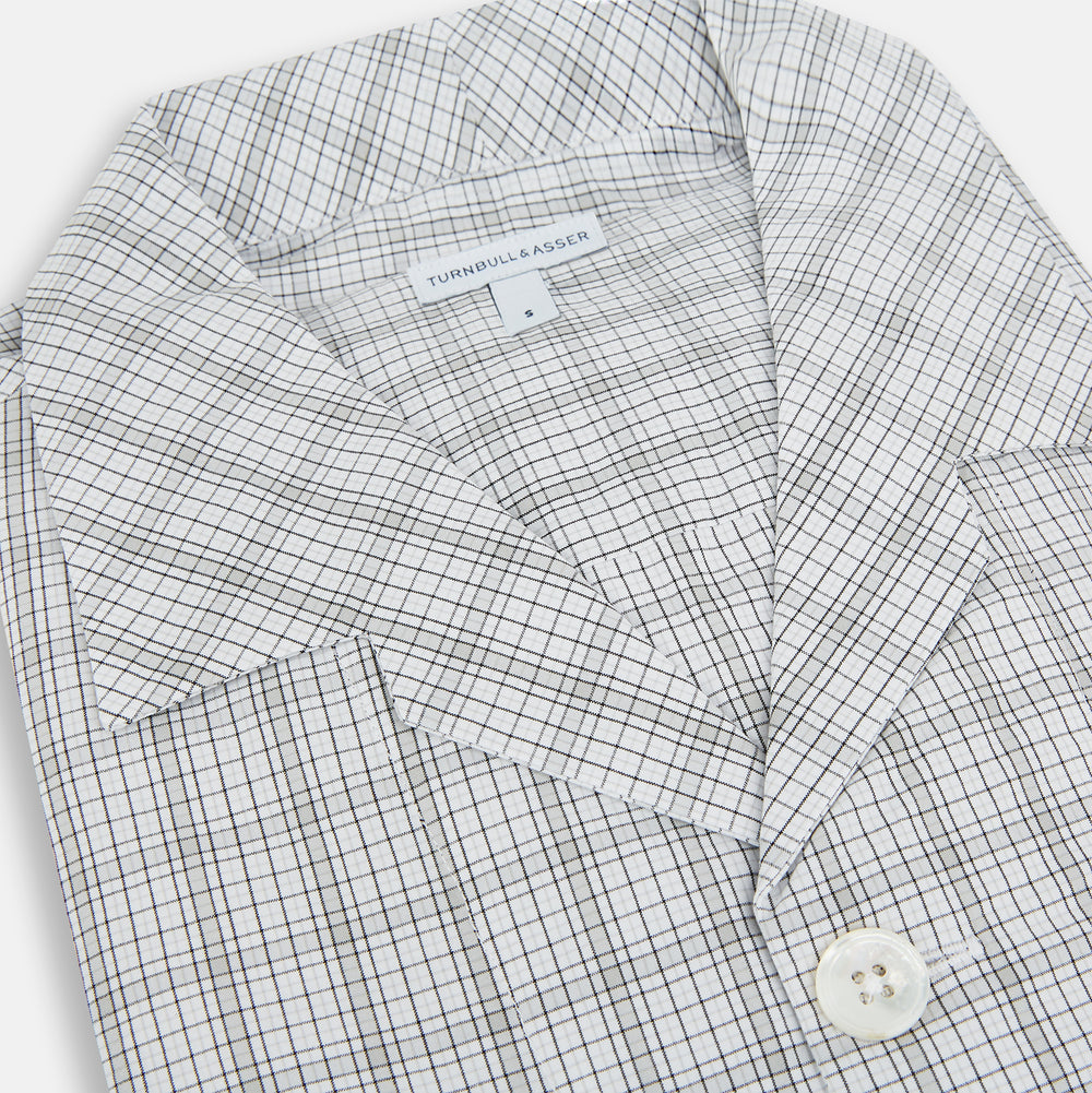 Grey Fine Multi Graph Check Pyjama Shirt