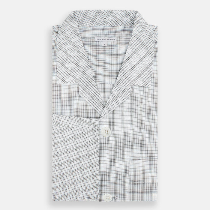 Grey Fine Multi Graph Check Pyjama Shirt Image 4