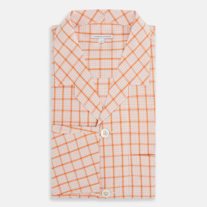 Orange Graph Overlay Check Pyjama Shirt Image 4