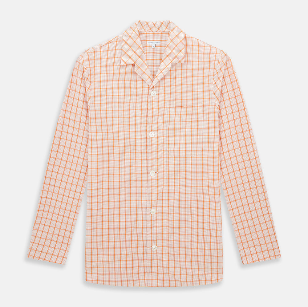 Orange Graph Overlay Check Pyjama Shirt