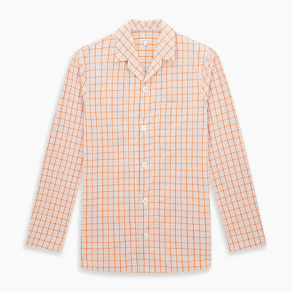 Orange Graph Overlay Check Pyjama Shirt Image 6