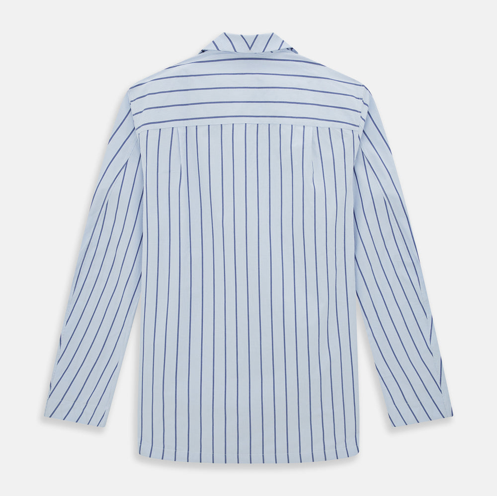 Blue Track Stripe Pyjama Shirt