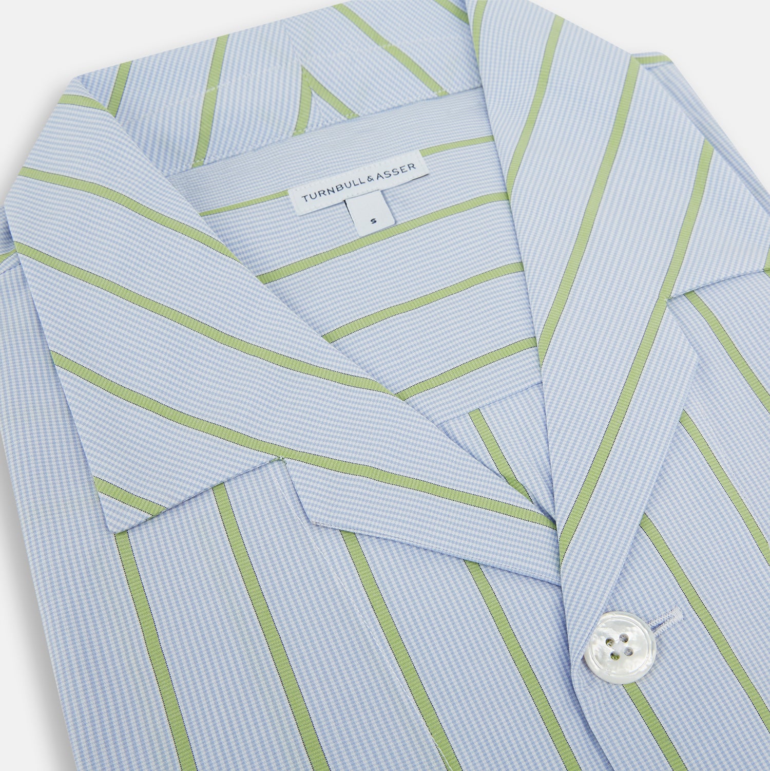 Light Green and Blue Stripe Pyjama Shirt