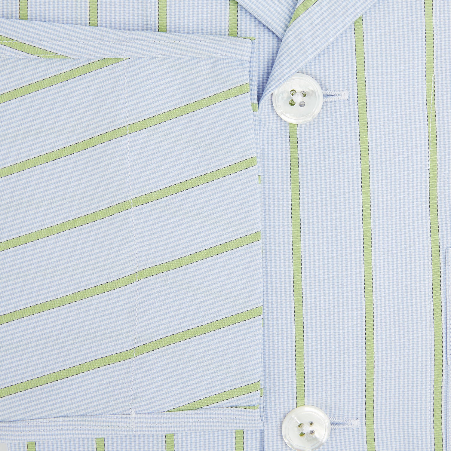 View 4 of product Light Green and Blue Stripe Pyjama Shirt