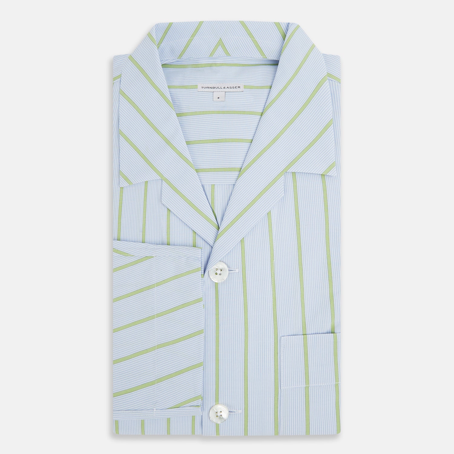 Light Green and Blue Stripe Pyjama Shirt